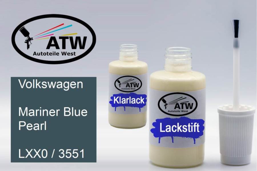 Volkswagen, Mariner Blue Pearl, LXX0 / 3551: 20ml Lackstift + 20ml Klarlack - Set, von ATW Autoteile West.